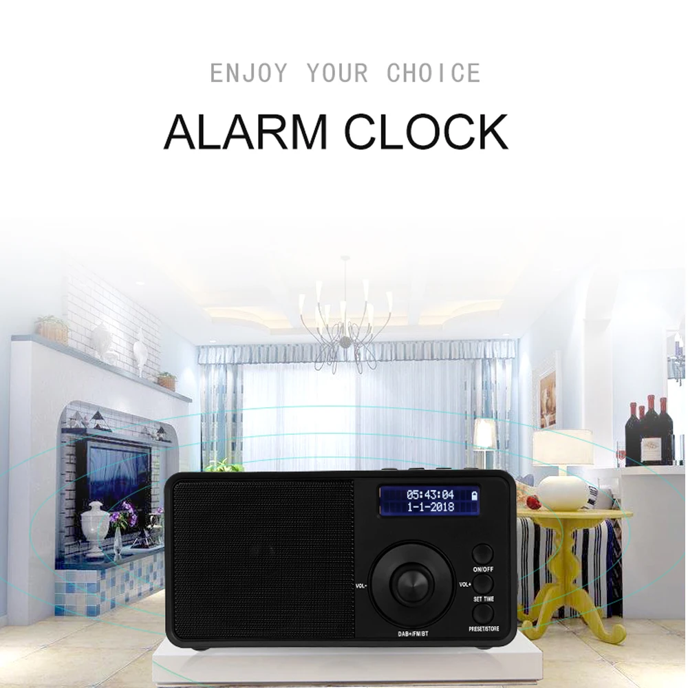 Портативный DAB + FM цифровой радиоприемник Bluetooth динамик Будильник Большой мощный