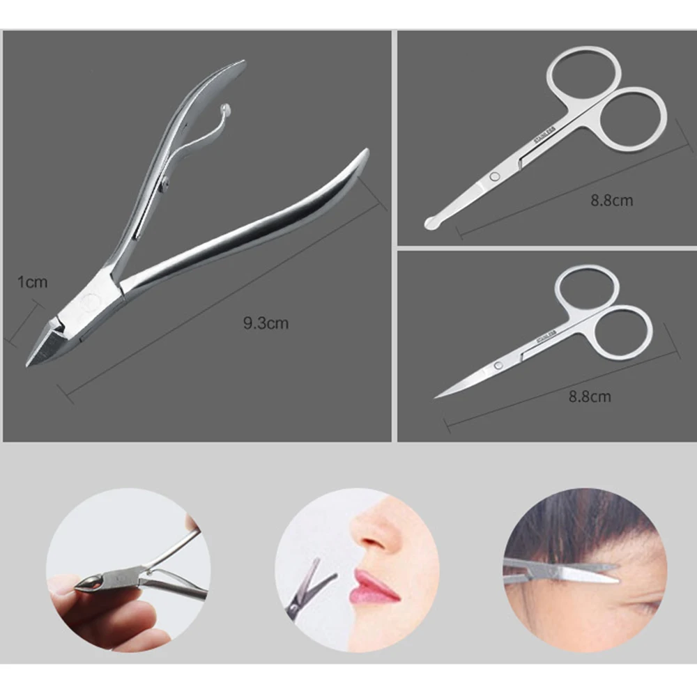 15Pcs/set Manicure Set Nail Clipper Kit Pedicure Utility Scissors Tweezer Knife Ear Pick Nails Art Tools With Case | Красота и