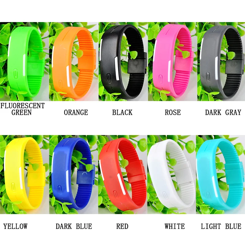 Горячая Мода Спорт светодиодный часы силиконовой резины Сенсорный экран