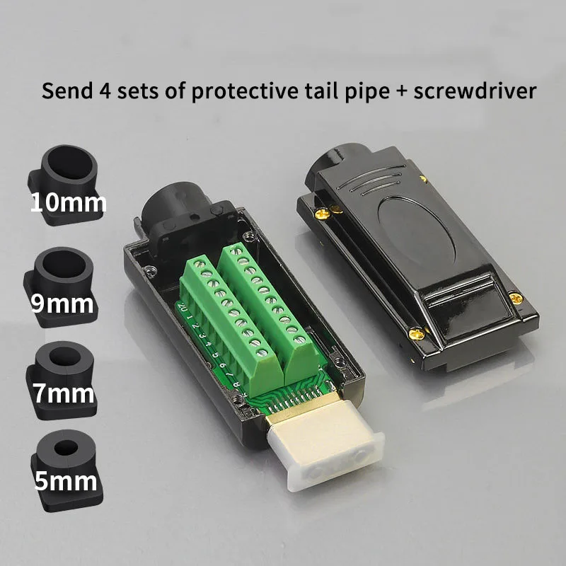 HDMI сварочная головка разъем корпус из алюминиевого сплава позолоченный шарнир 4K HD линия DIY мужской - Цвет: A