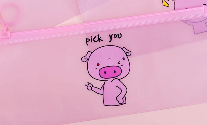 1 шт. Kawaii Розовая Свинья прозрачный водонепроницаемый мешок для документов на молнии школьные пеналы для карандашей милая девочка канцелярские принадлежности подарок