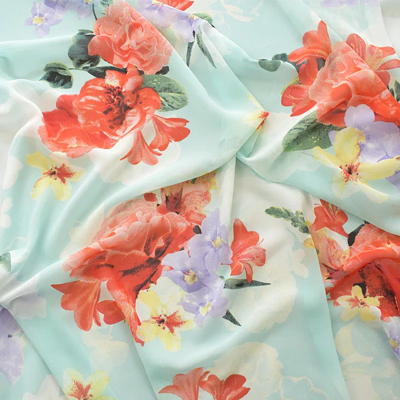 2019 Высокое качество Высокая вискоза шифон Весна/Лето ткань Ситцевая с белым