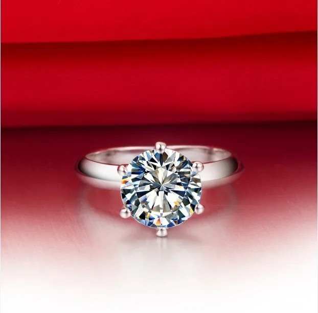 2Ct Geniune NSCD Excellent Diamond Engagement Rings for Women Sterling Silver Platinum Plated Setting Wedding Jewelry | Украшения и