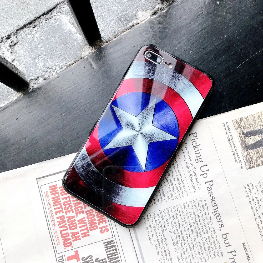 Роскошные стеклянные чехлы для телефонов с супергероями для iPhone 8, 7, 6s Plus, XS Max, XR, 10, 8 Plus, 7 Plus, чехол с логотипом Marvel, Мстители, Человек-паук, Супермен