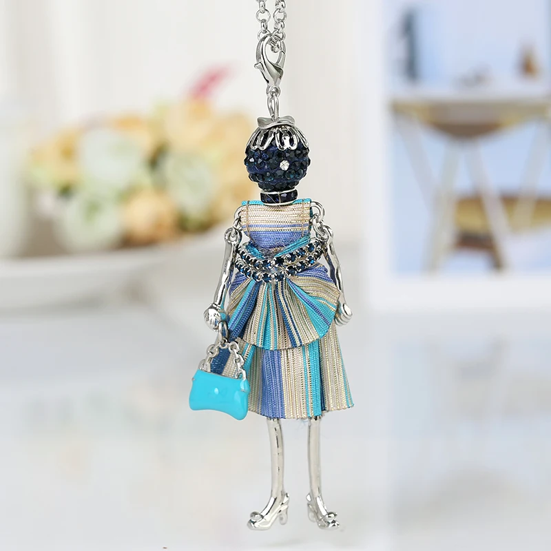 Handmade Statement French Doll Necklaces Maxi Long Chain Pendant Alloy Bohemian News Choker Girls Women Accessories | Украшения и