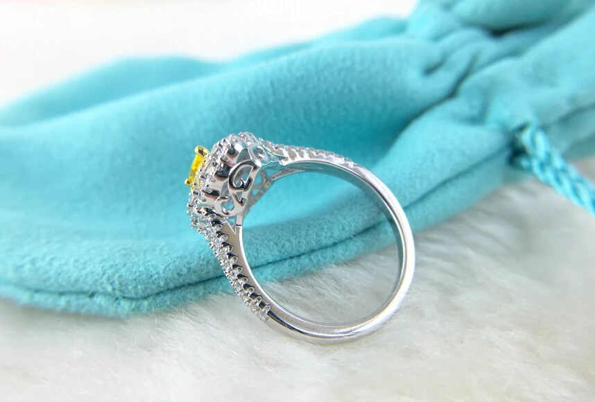 Чистое серебро Оригинал 0 3 карат человек сделал Диамант Teardrop 925 кольцо настроить