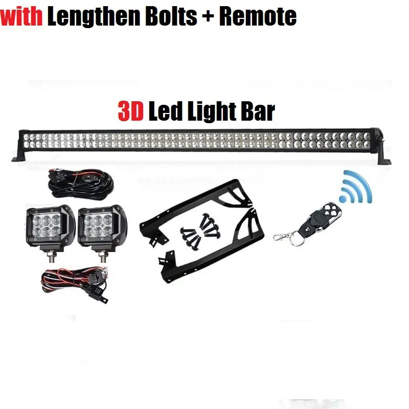 with Bolts Remote 3D 300 Вт 5" двухрядный комбинированный прямой внедорожный светодиодный светильник+ 18 Вт Рабочий светильник+ пульт дистанционного управления для JEEP Wrangler JK 07-17 Kit - Цвет: with Bolts Remote