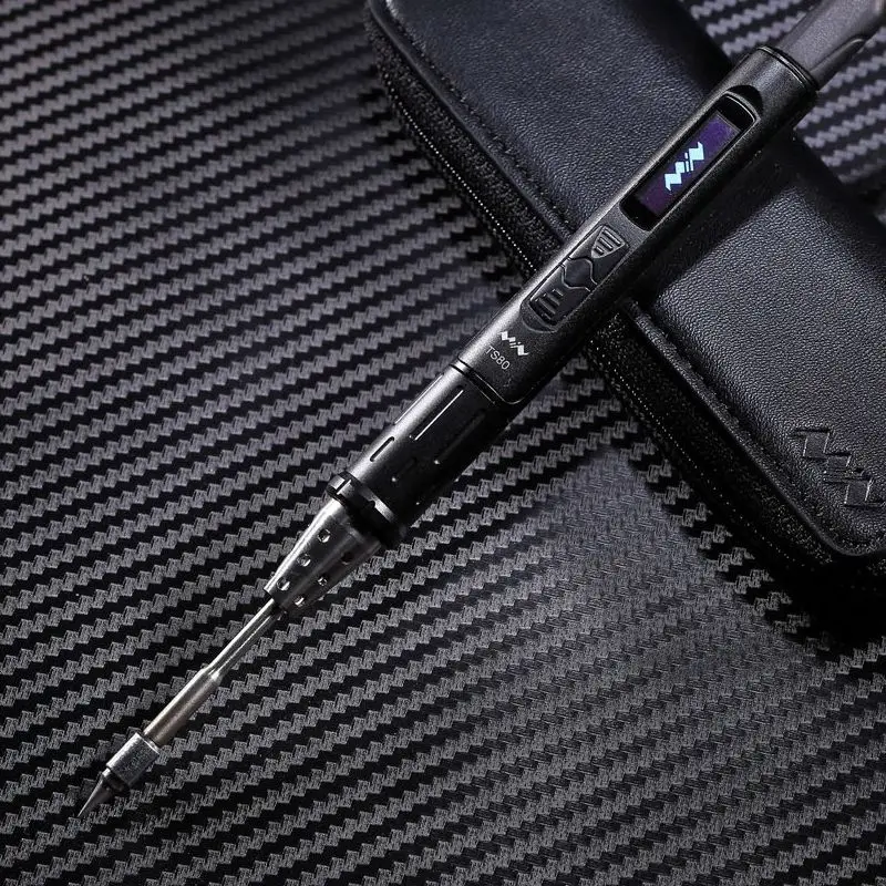 Новая мини умная TS80 цифровая паяльная станция QC3.0 usb type-C OLED программируемый интерфейс встроенный чип STM32+ набор наконечников