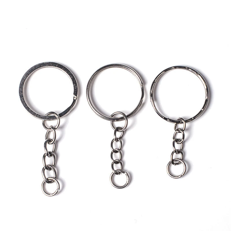 

10pcs/lot 25mm 30mm 4 Styles Key Chains for Bag Silver Color Round Split Keyrings Keychain fit DIY Jewelry Making Findings