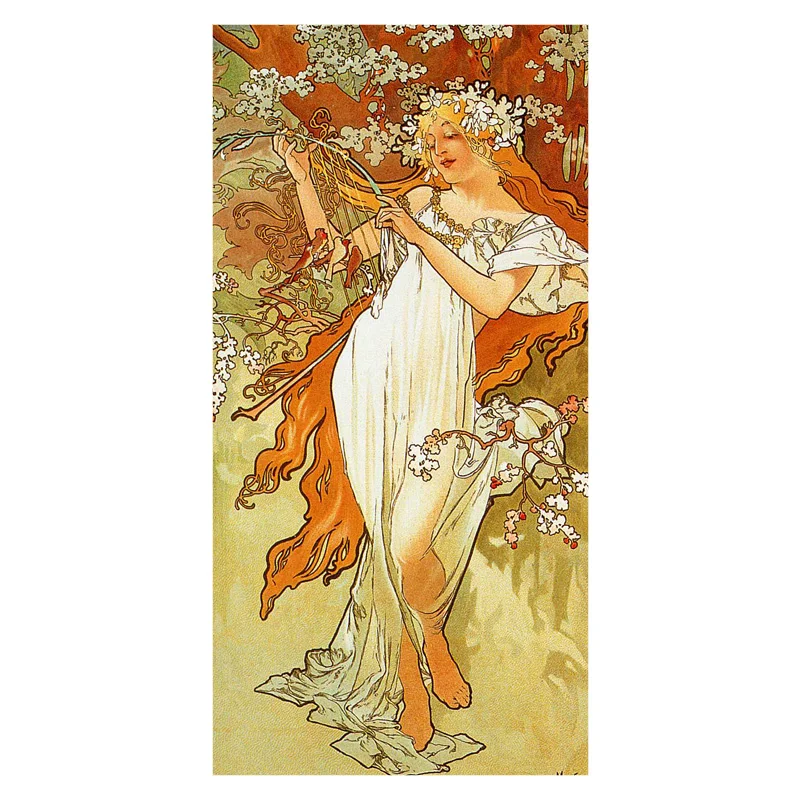 Банное полотенце с принтом Alphonse Mucha пляжное мягкое бамбуковое волокно сушильная