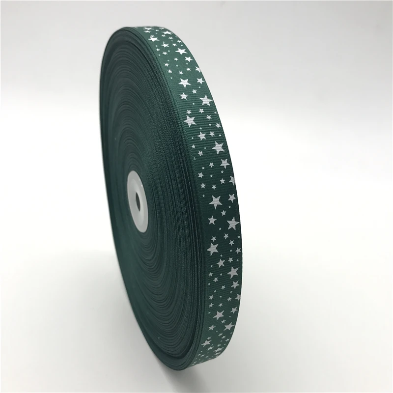 5 ярдов/партия 5/8 &quot(15 мм) армейский зеленый принт звезда Grosgrain лента бант для