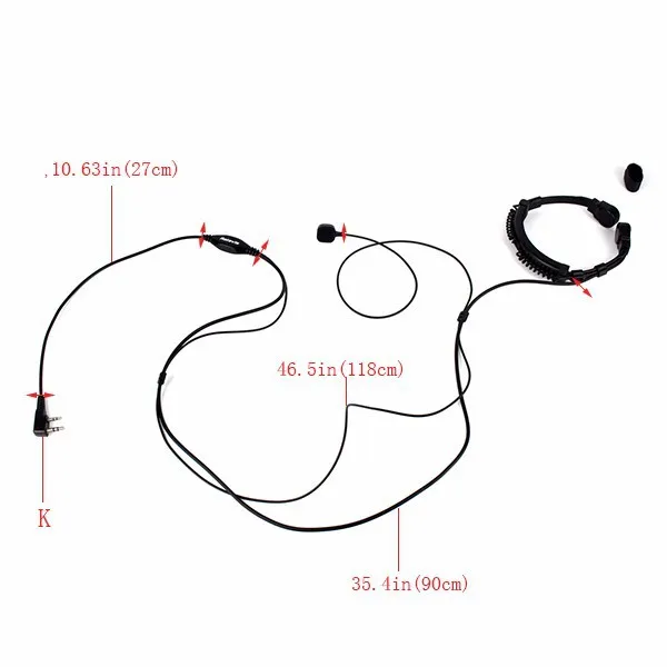 2 Pin горло Walkie Talkie аксессуары гарнитура для Baofeng UV 5R Retevis H777 RT5R для Kenwood для TYT двухстороннее радио C9026A