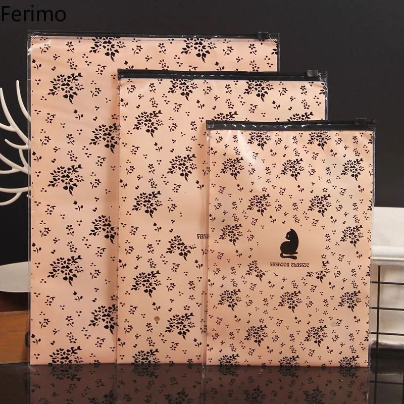 Koop Ferimo 100Pcs Persoonlijkheid Kleding Verpakking Zakken Doorschijnende Orange Rits Zip Lock Plastic Zakken Sokken Ondergoed Opslag Pocket