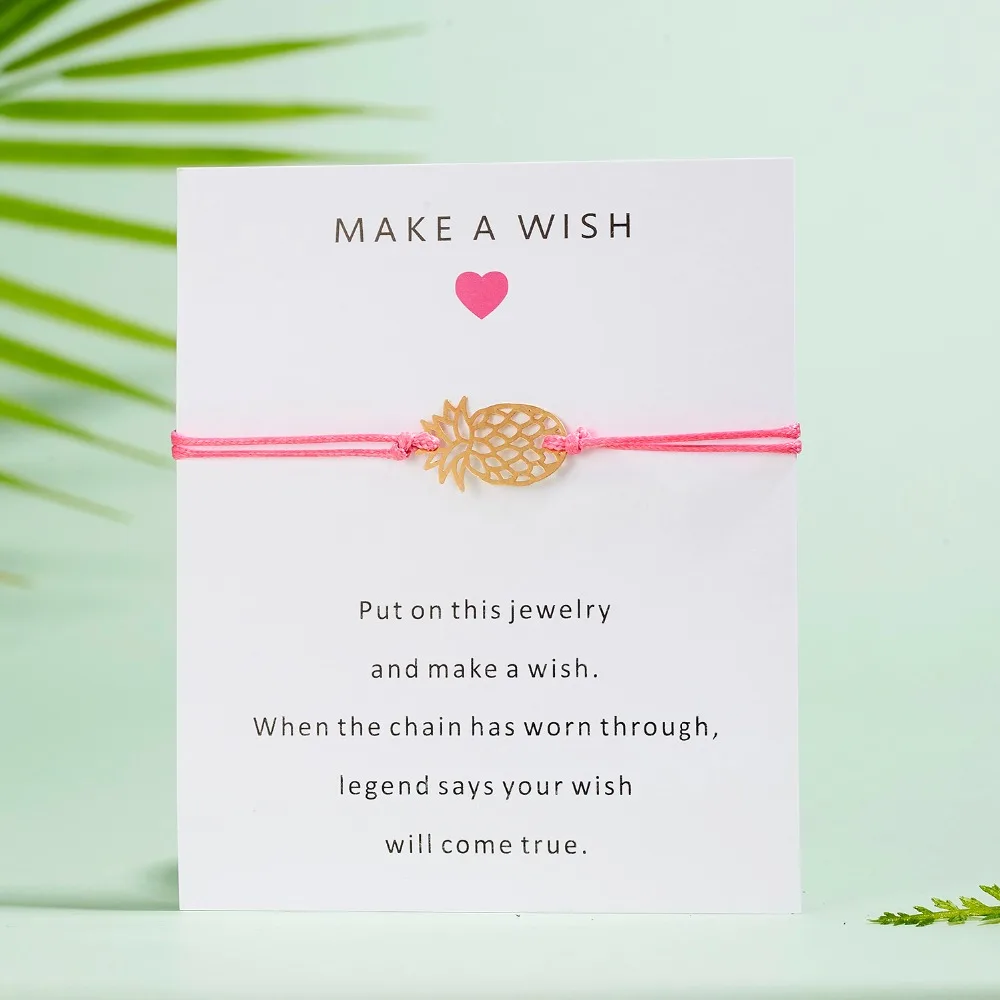 Rinhoo 11*9 см Make A Wish Paper Card подвеска в виде ананаса веревочный браслет-цепочка для