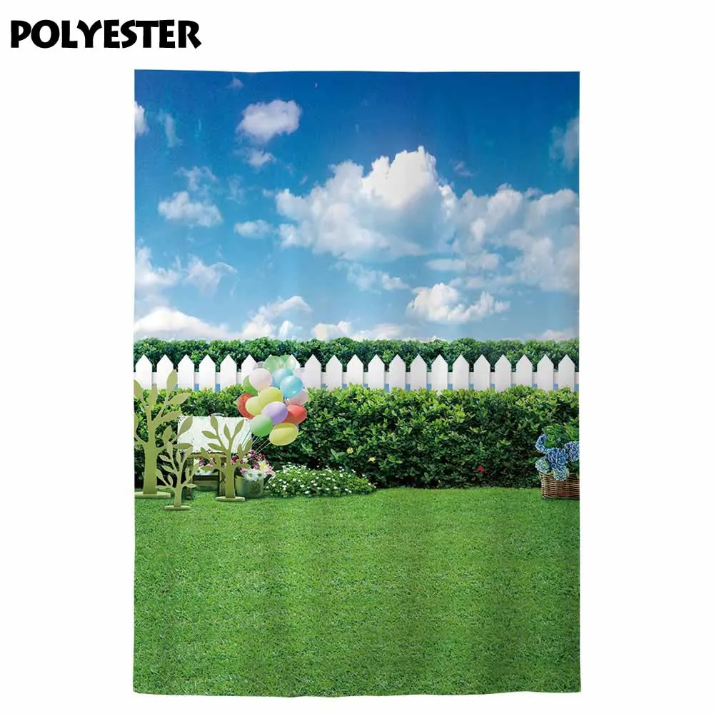 Allenjoy photography backdrop nature green grass spring balloon easter background photo studio photobooth fabric custom decor |