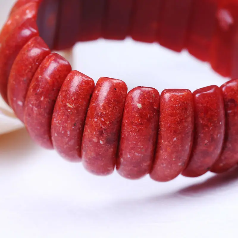 New summer style wide stretch red coral bracelet elastic Cord natural stone bead for men women bracelets jewelry | Украшения и
