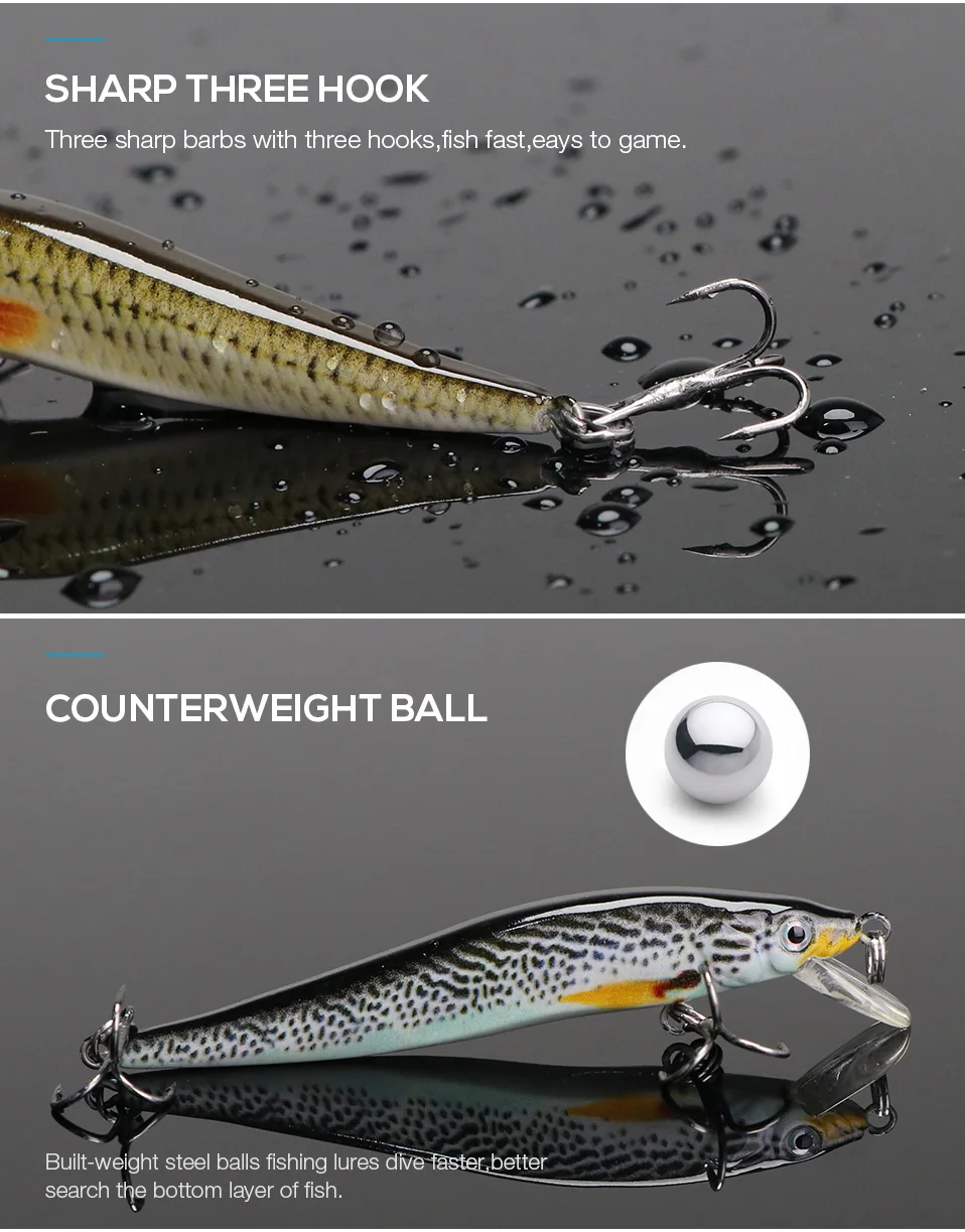 TREHOOK 2,4g 6 см Мини Minnow приманки для ловли рыбы, мини воблер, щука воблеры для доставки прикорма и оснастки черный блесна Джеркбейт карандаш для рыболовной снасти