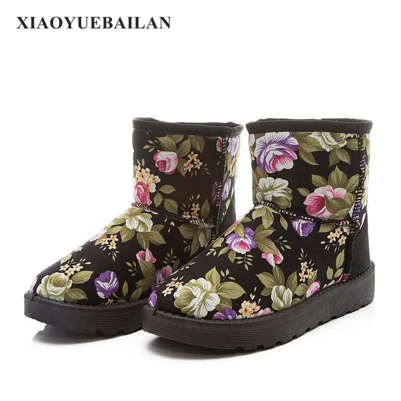 2017 New Winter Floral Tube Female Warm Snow Boots Shoes | Обувь