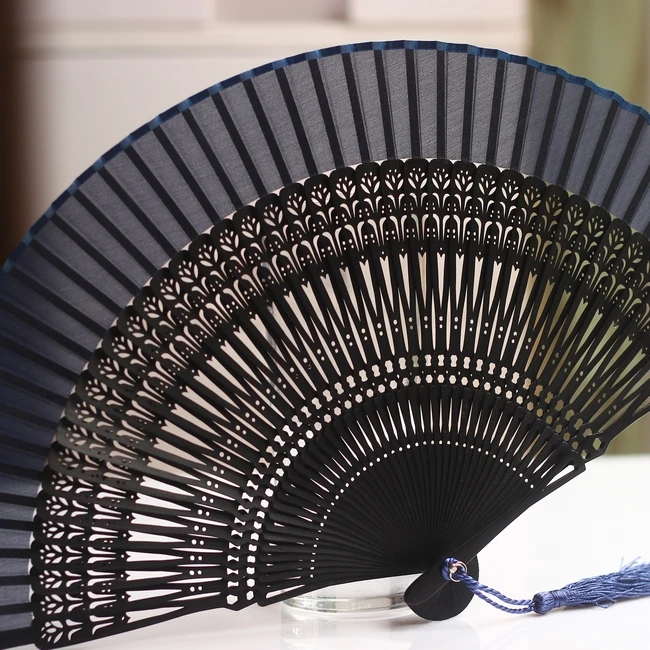 Японский складной веер шелковая танец благородная скульптура тюльпан резьба