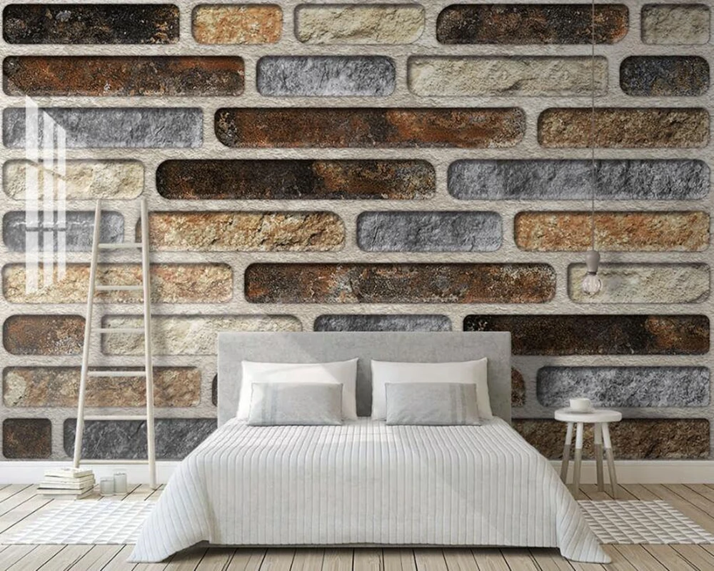 Современные минималистичные винтажные 3D обои с изображением кирпичной стены