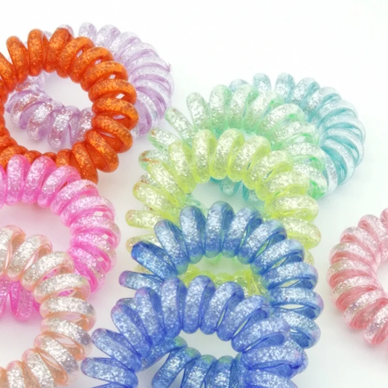 Лот 100 шт. Размеры 3 5 см блестками телефонного провода кольцо резинки для волос