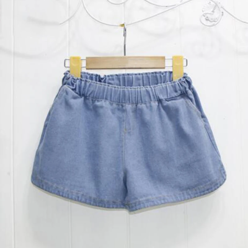 New Hot Summer Casual Stretch Elastic Shorts Slim High Waist Cotton Solid Color Denim Cuff Jeans Shorts One Size Women Female