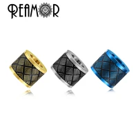 reamor 5pcs plating goldblack charms beads big hole stainless steel beads for jewelry making men necklaces bracelet diy beads