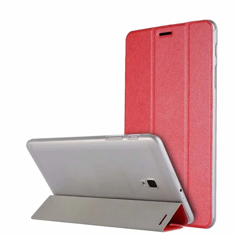 Модный прозрачный защитный чехол КРЫШКА ДЛЯ samsung Galaxy Tab A 8,0 SM-T380 T385 PU ультра тонкий Смарт Флип Стенд кожаный чехол+ ручка+ Защитная пленка на экран