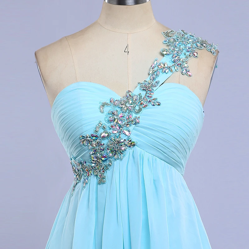 Короткое платье на одно плечо для выпускного вечера милые вечерние платья синего