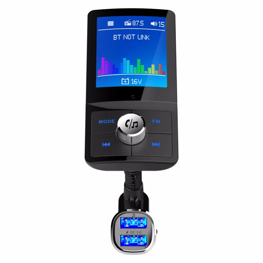 NewBC43 Bluetooth FM передатчик аудио QC3.0 USB MP3 плеер Беспроводной во время езды в