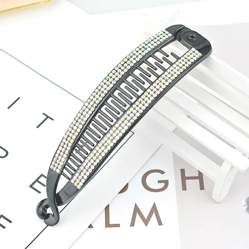 AB Rhinestone Черные Аксессуары для волос для женщин, клипсы со стразами, Длинные заколки, заколки для волос, корейская мода, заколки для волос с рыбками и бананами, заколки для волос, подарки - Цвет: AB Rhinestone