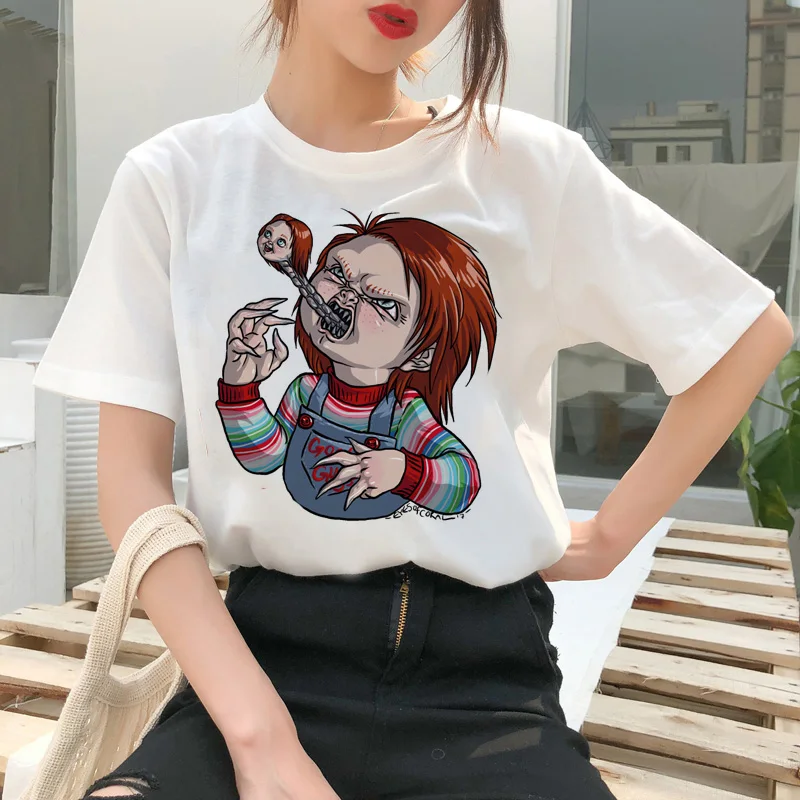 Chucky футболка ужас высокий крутой Женский Топ качество новая уличная Футболка Мода ulzzang женские рубашки femme новая футболка