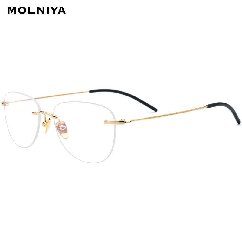 Оправа для очков без оправы мужчин и женщин из чистого титана по рецепту при