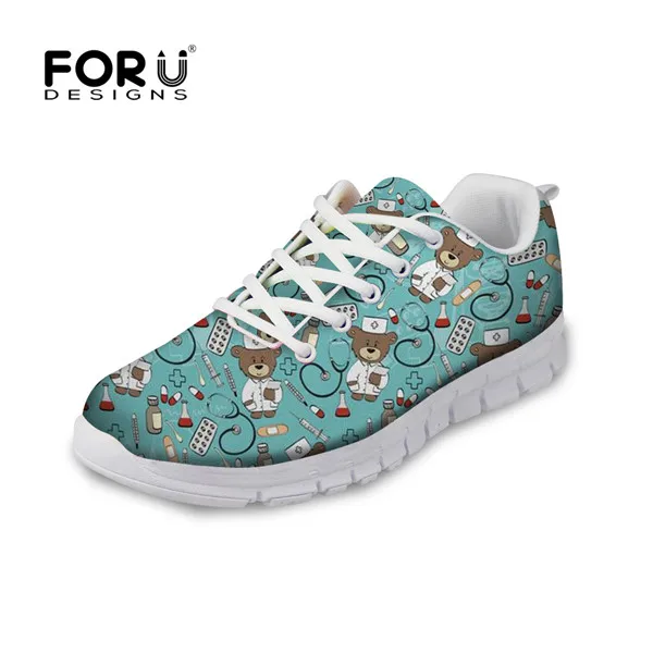 FORUDESIGNS/Женская обувь для медсестры; летние модные повседневные кроссовки на плоской подошве; женские комфортные ботинки для медсестры - Цвет: H7407AQ