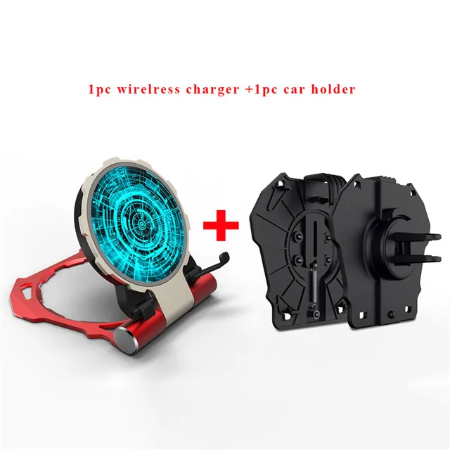 charger car holder R-JUST железное Беспроводное зарядное устройство Автомобильный держатель для iPhone Xs 8 Plus Настольный держатель для телефона Подставка 10 Вт Быстрая зарядка для samsung S10 S9 - Цвет: charger car holder