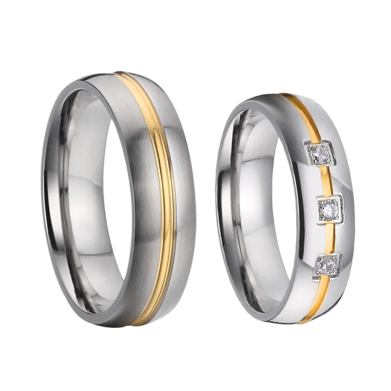 

Fashion Titanium Jewelry Anniversary wedding band engagement anniversary rings men lover's Alliances couple rings for women