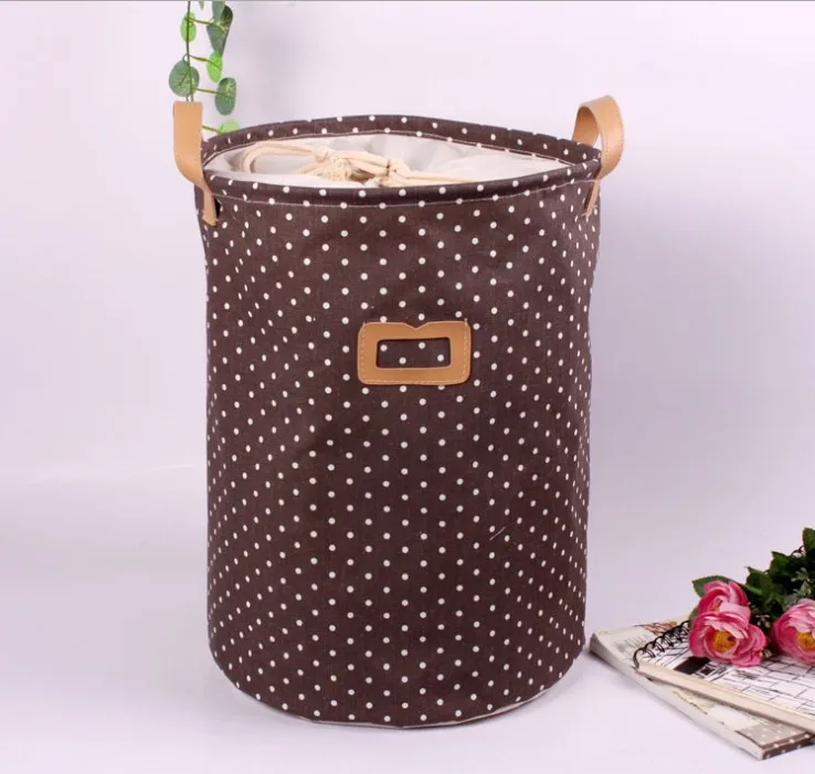 MIDDLE 30 CM X 40 CM Высокое качество! 3 размера S/M/L Zakka ручки штабелируемые точки белье/холст хранения ведра мешки для белья розовый/коричневый/зеленый/фиолетовый - Цвет: MIDDLE 30 CM X 40 CM