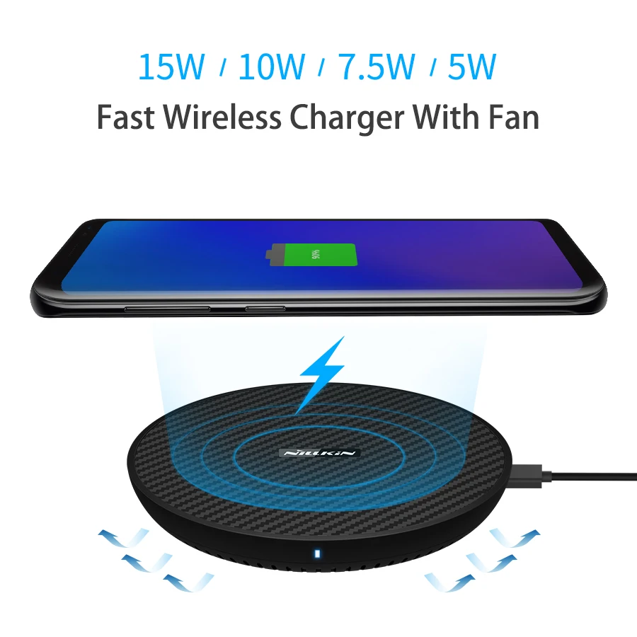 

15 Вт Быстрое беспроводное зарядное устройство, Nillkin Qi быстрая Беспроводная зарядка для iPhone XS Max/XS/8/8 Plus для Samsung S9/Note 8/S8/S8 +