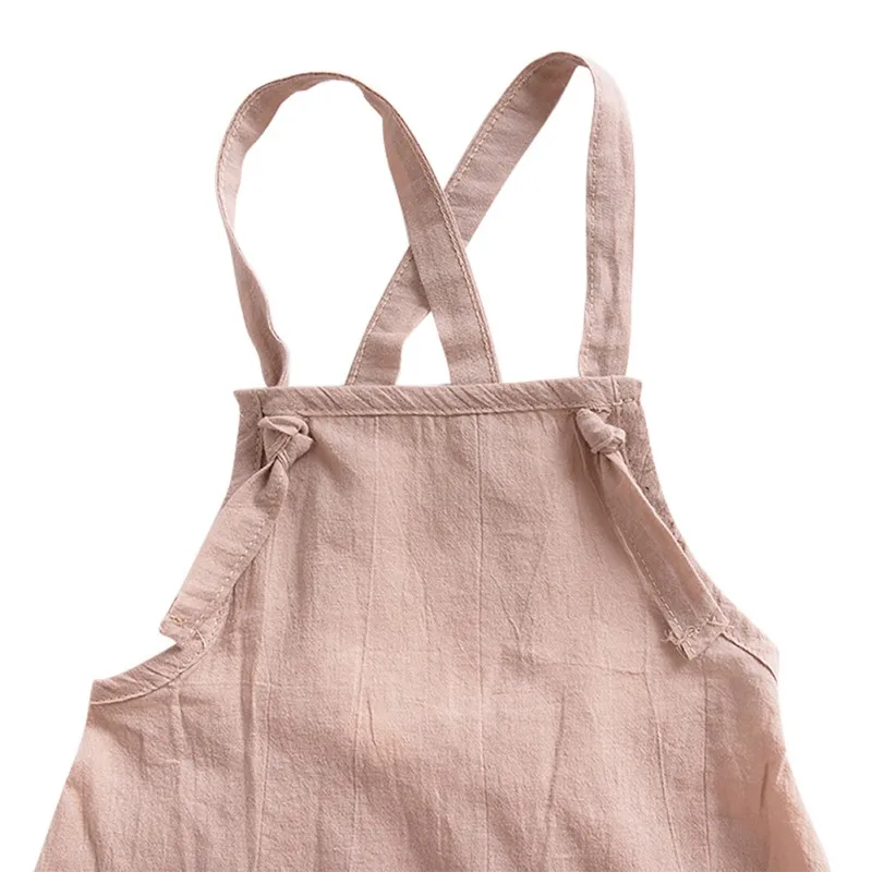 Летняя хлопковая смесь однотонная одежда на подтяжках для маленьких девочек