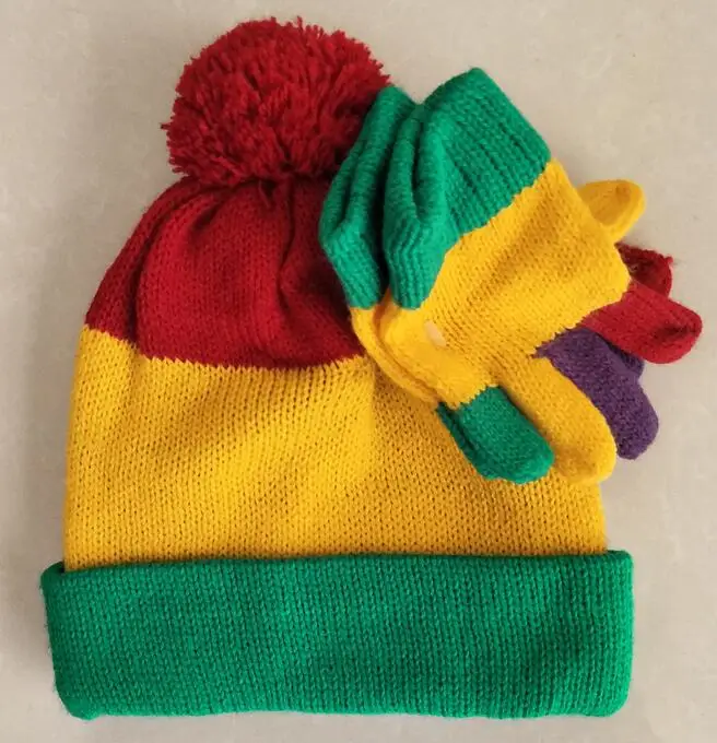 Hat with Gloves Новая зимняя детская шапочка милые капкейки модели детей вышивка вкусные Торт Мороженое трикотажные теплые шапки и кепки с перчатками - Цвет: Hat with Gloves