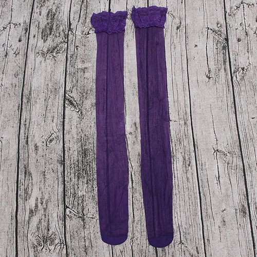 purple Женские кружевные сексуальные чулки, топ выше колена, силиконовая лента, чулки для ночного клуба, чулки, Европейский Американский стиль - Цвет: purple