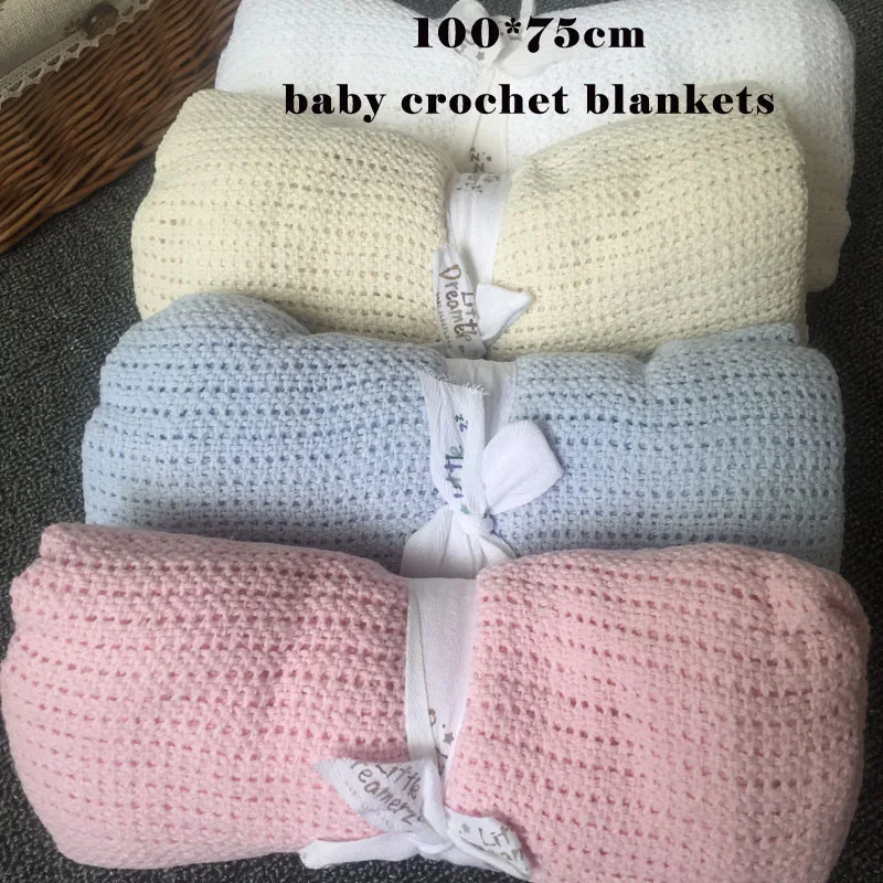 70x100cm New 100% Celluar Cotton Summer Thermal Receiving Baby Throw Nursery Blanket Newborn Knitted Swaddling Wrap Nap Blankets | Мать и