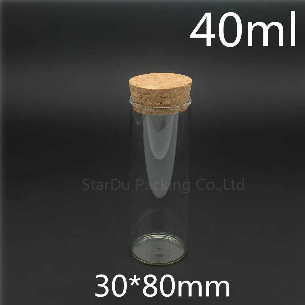 

High-quality 30*80mm 40ml Wishing Glass Bottle With Cork ,40cc Glass Vials Display Bottles Wholesale Cork Bottle 20pcs