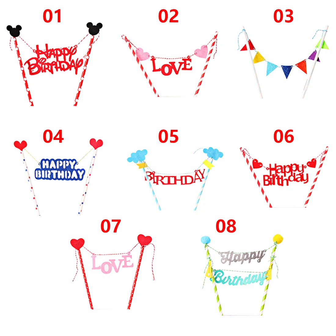 Многослойные кекс торт Топпер мультфильм флажки для торта с бумажной соломой