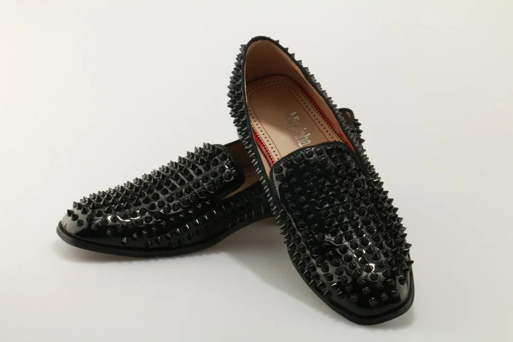 Обувь большого размера человек черный лакированная кожа casaul Туфли без каблуков