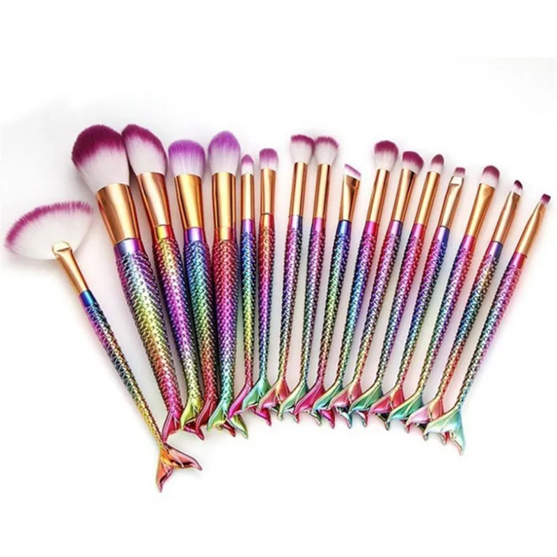 Новые кисти для макияжа с русалочкой основа бровей подводка глаз румяна