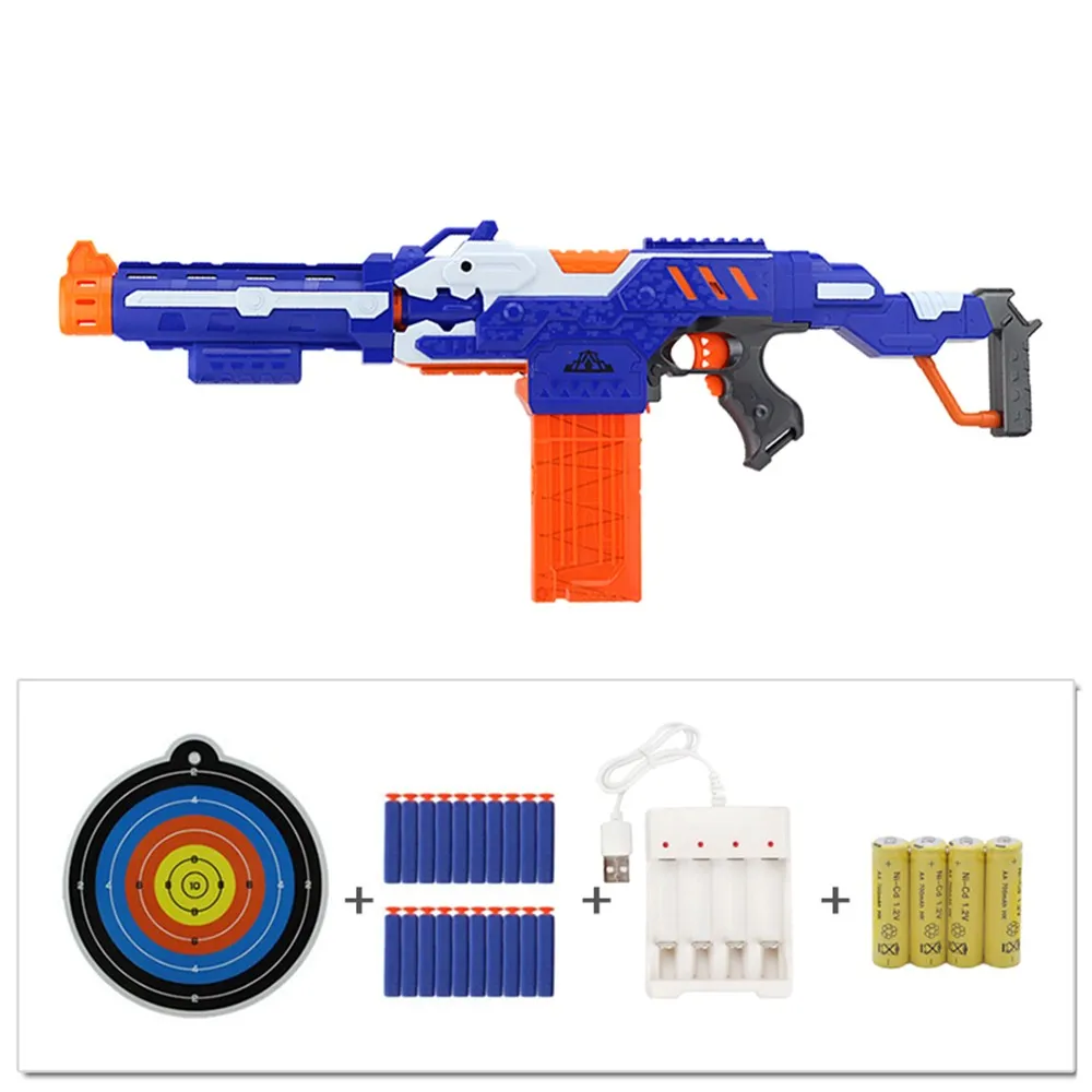 Toy Sets 1 Быстрая мягкий пулевидный пистолет костюм для стрельбы для Nerf пули игрушечный пистолет электрическая Дротика бластерный игрушечный пистолет детский подарок с батареей/зарядным устройством - Цвет: Toy Sets 1