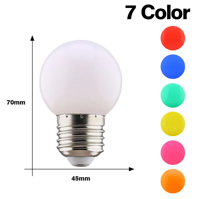 20 шт светодиоды Е27 7 цветов 220 В G45 lights lighting SMD3528 лампа светодиодная освещение в