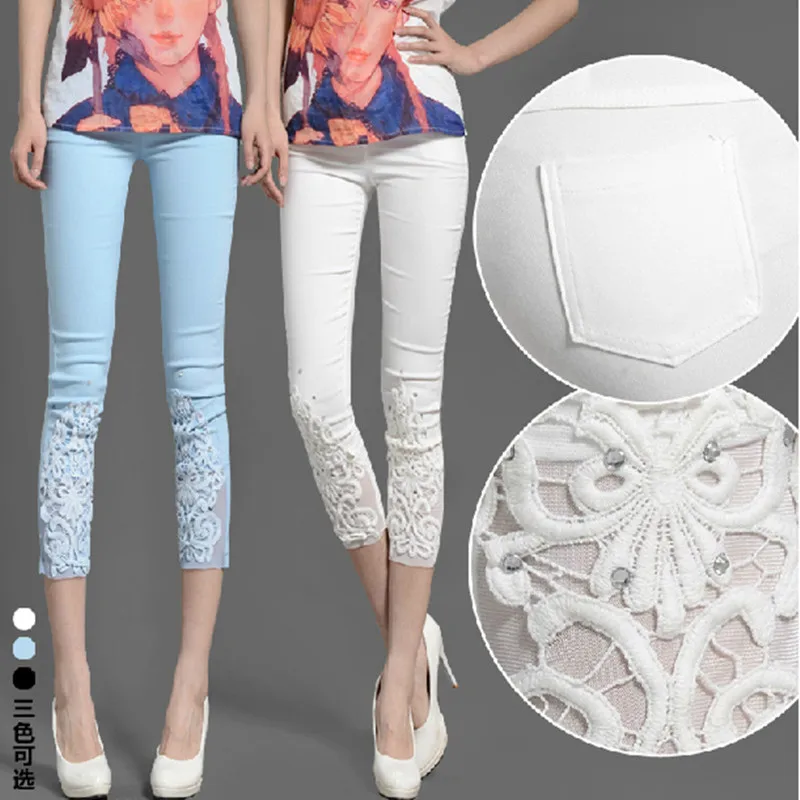 Женский комплект с кружевным крючком и цветочным принтом брюки большого размера