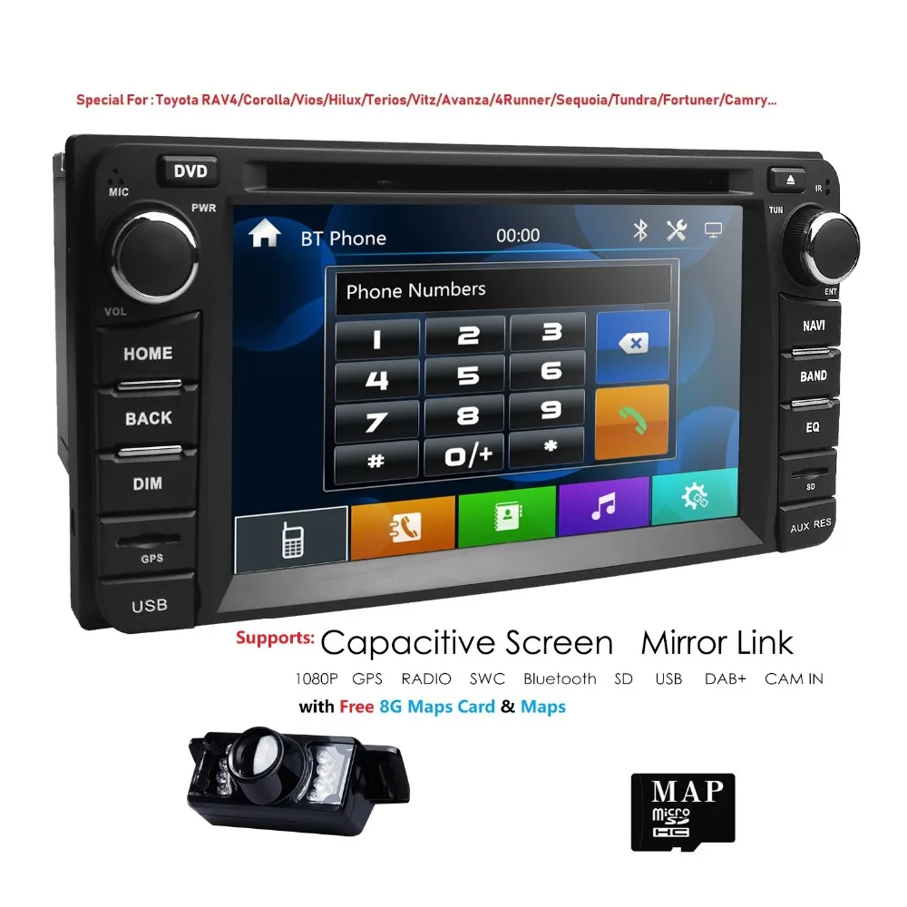 2 din Автомобильный Радио gps dvd-плеер для Toyota Corolla Auris Fortuner Estima vios Innova gps навигатор Автомобильный плеер авторадио камера